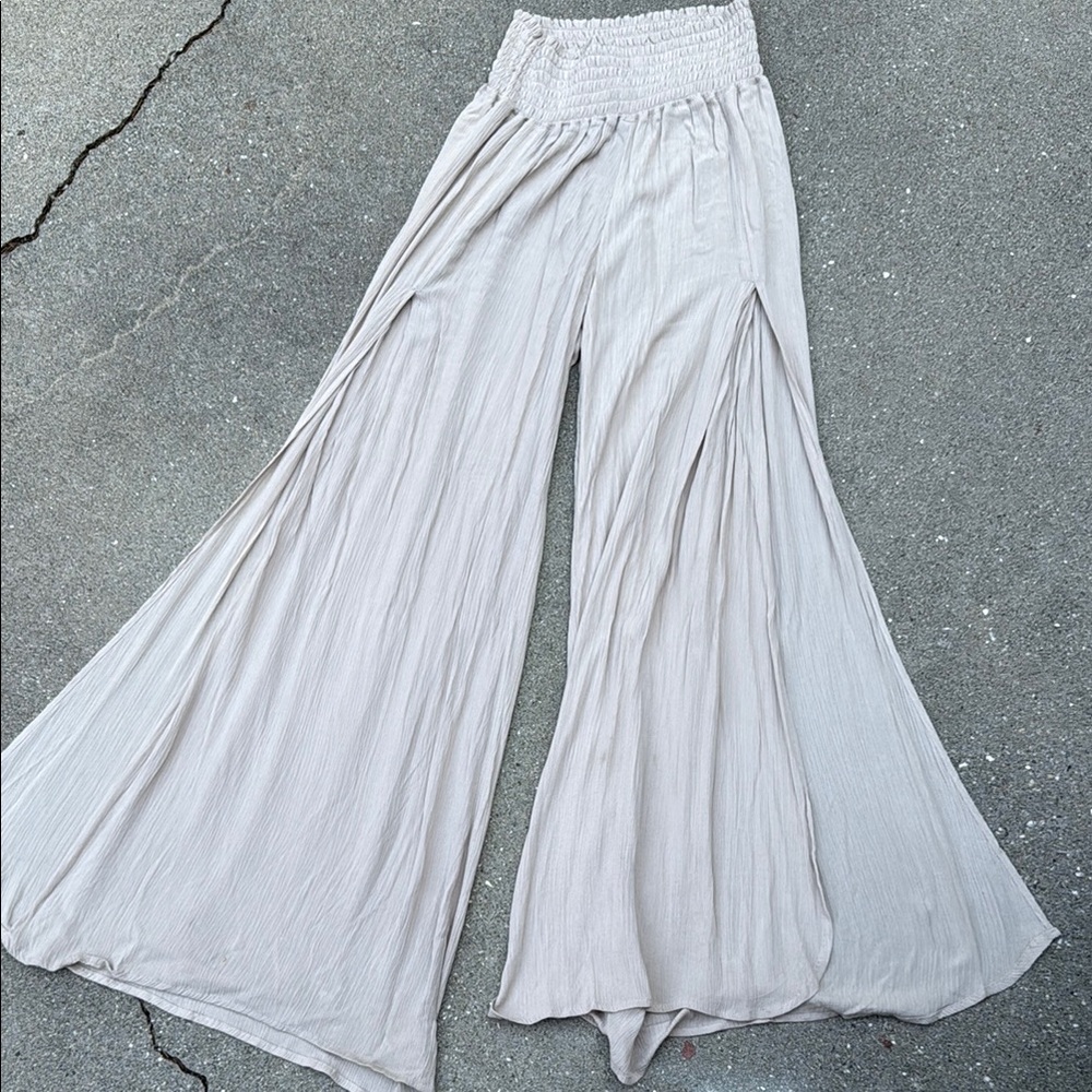 Rewash Light Cream Wide-Leg Pants